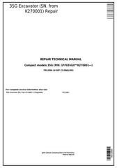 TM12894 - John Deere 35G (SN. from K270001) Compact Excavator Service Repair Technical Manual